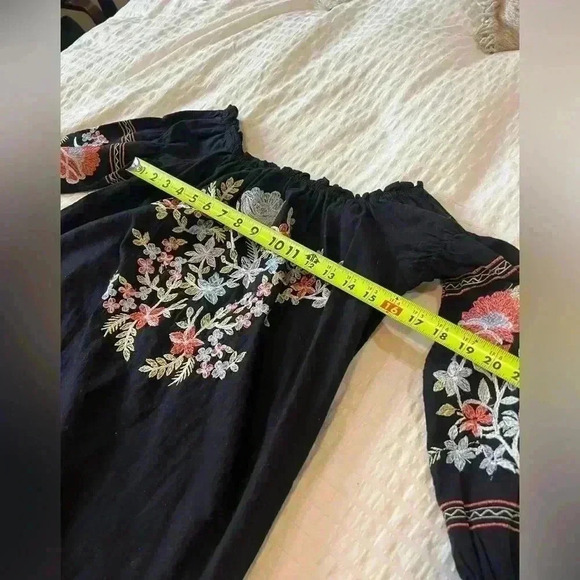 Free People fleur de Jour black embroidered boho mini dress - Picture 9 of 12